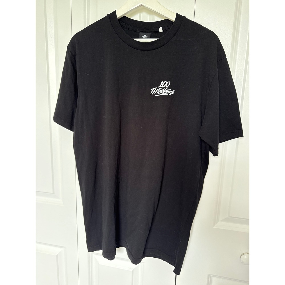 100 Thieves Mens Graphic T-Shirt Black Logo Tee Large Gaming Streetwear